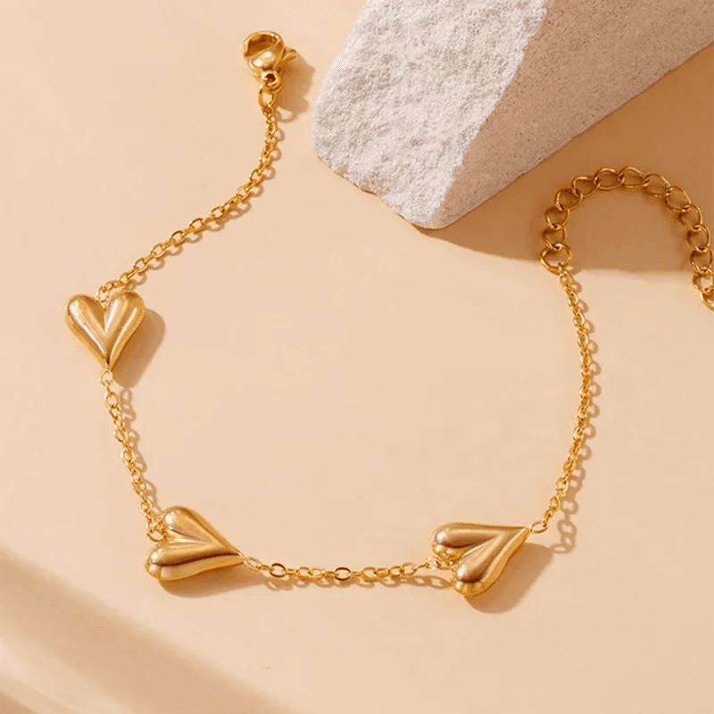 Anti-tarnish Dailywear 18K Gold Plated Heart Themed Bracelet  view 2