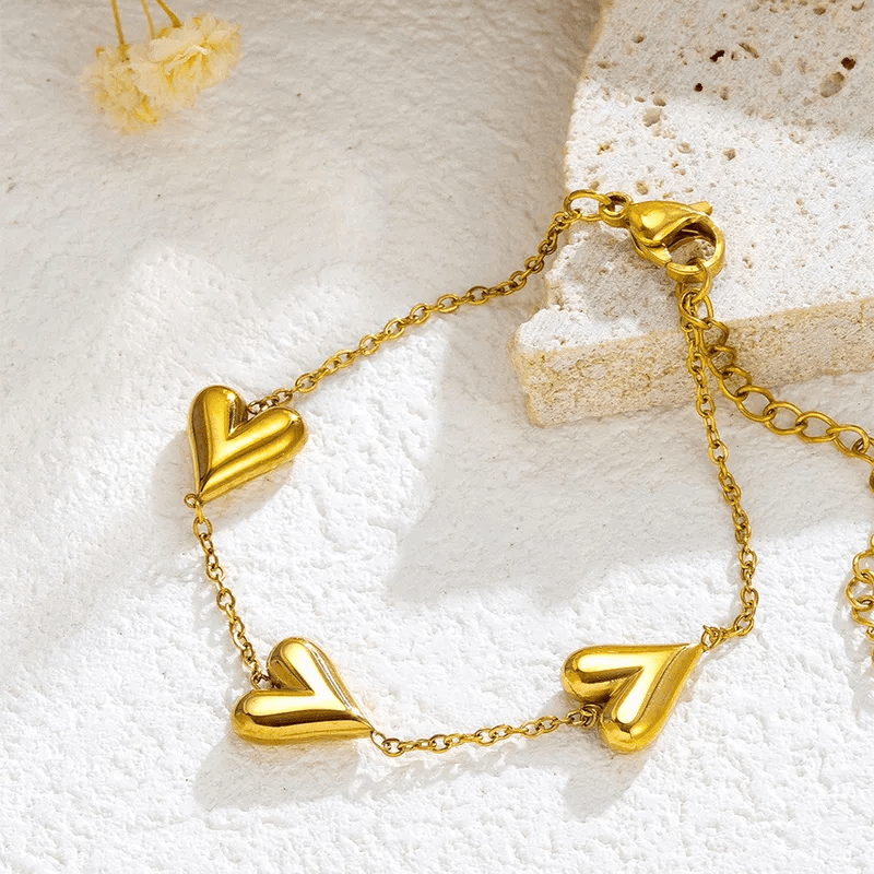 Anti-tarnish Dailywear 18K Gold Plated Heart Themed Bracelet  view 3