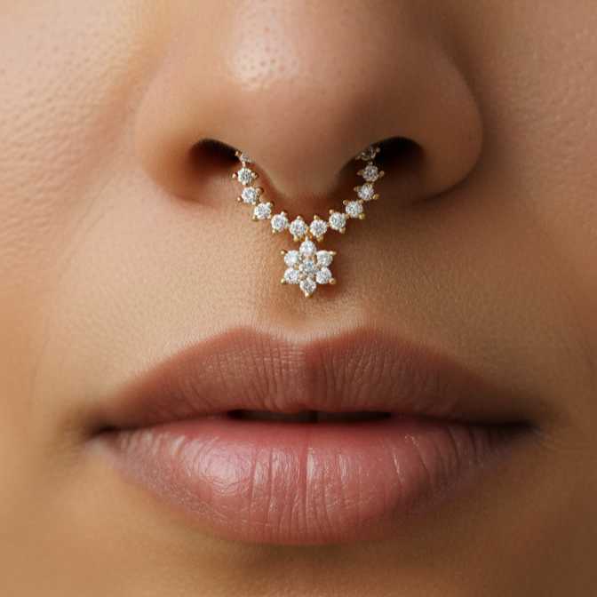 Gold Plated Hanging Septum Ring
