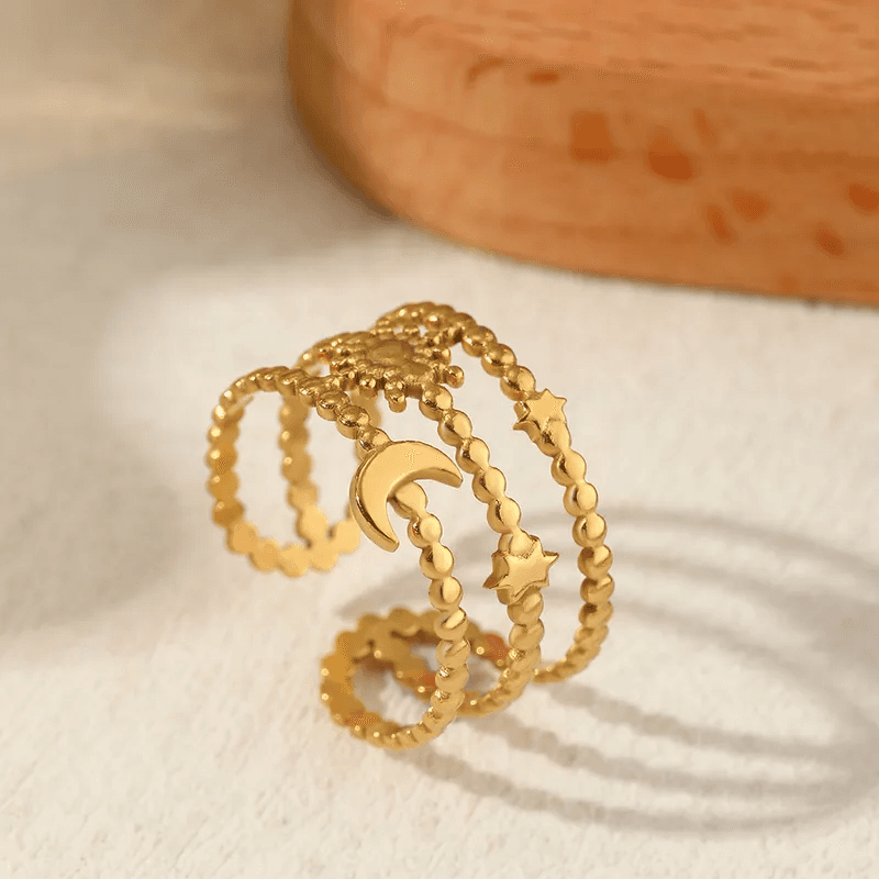 Dailywear Anti-tarnish Sun and Moon Themed Adjustable Ring