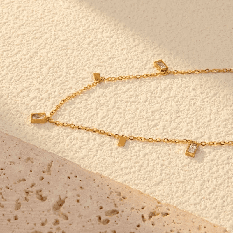 Dailywear Anti-tarnish Zircon Stone Rectangular Charm Neckpiece  view 10