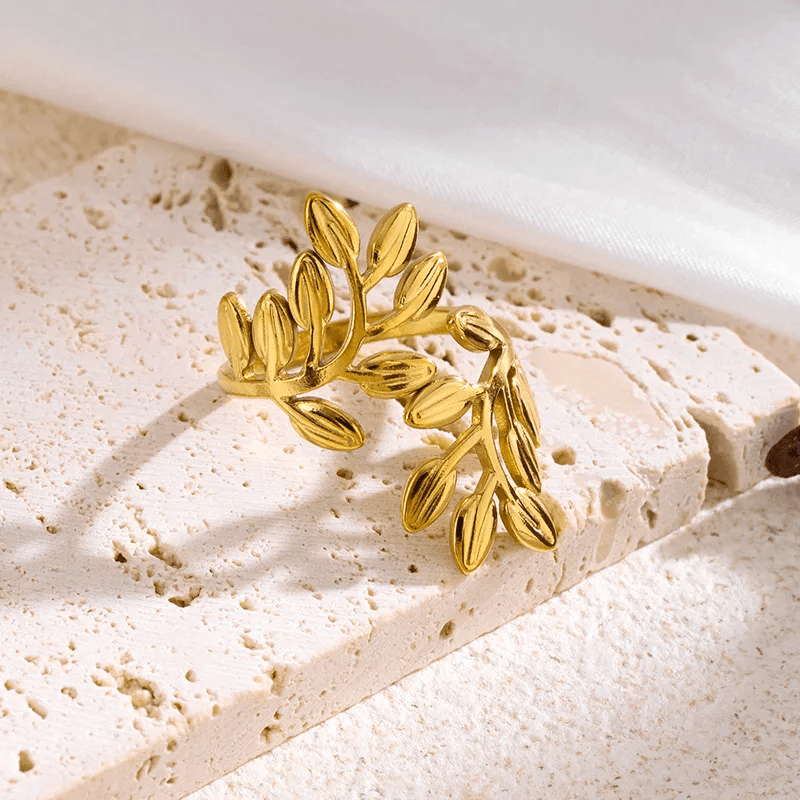 Anti-tarnish Dailywear Leaf Pattern Adjustable Ring  view 4