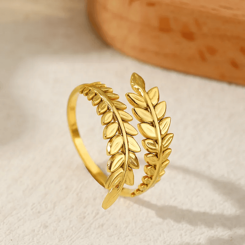 Anti-tarnish Dailywear Small Leaf Pattern Adjustable Ring