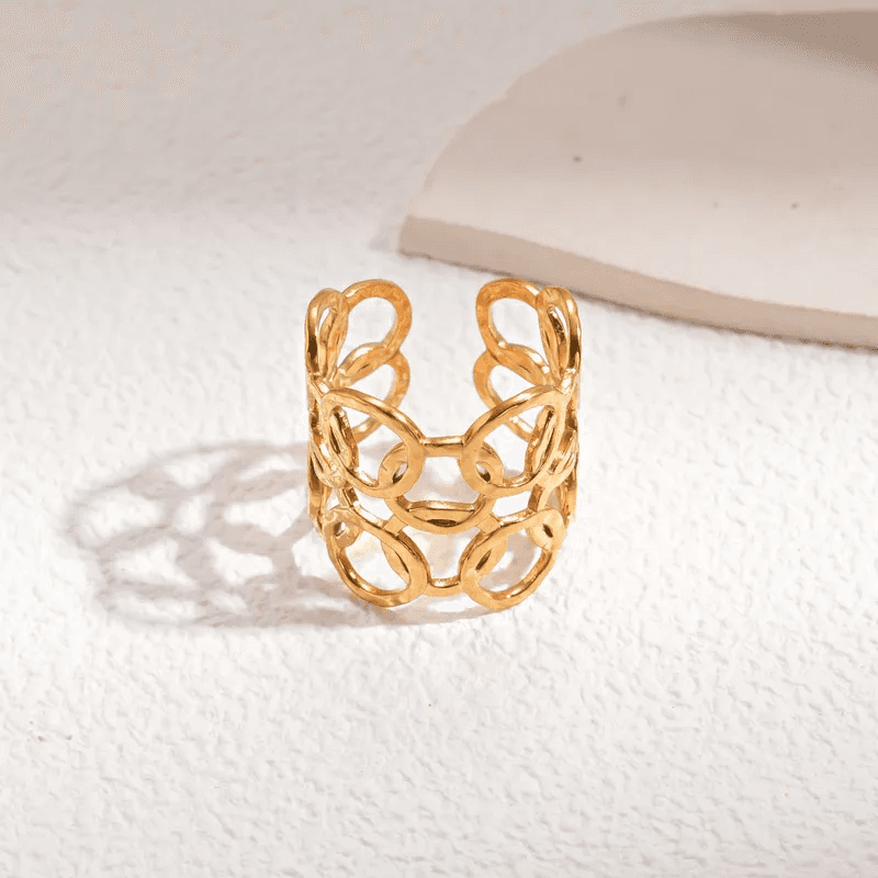 Gold Plated Anti-tarnish Geometric Adjustable Ring 
