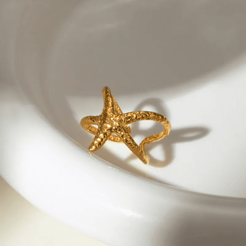 Star Themed Contemporary Gold Plated Anti-tarnish Ring view 4