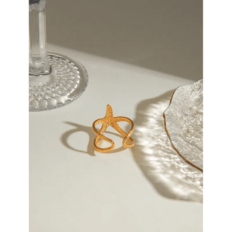 Star Themed Contemporary Gold Plated Anti-tarnish Ring view 6