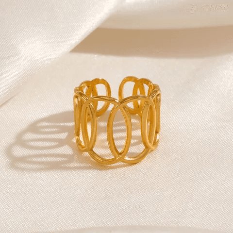 Gold Plated Anti-tarnish Endless Loops Adjustable Ring view 5