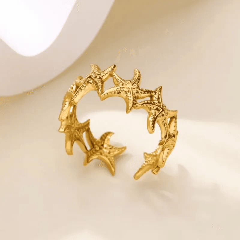 Star Themed Gold Plated Anti-tarnish Adjustable Ring view 2