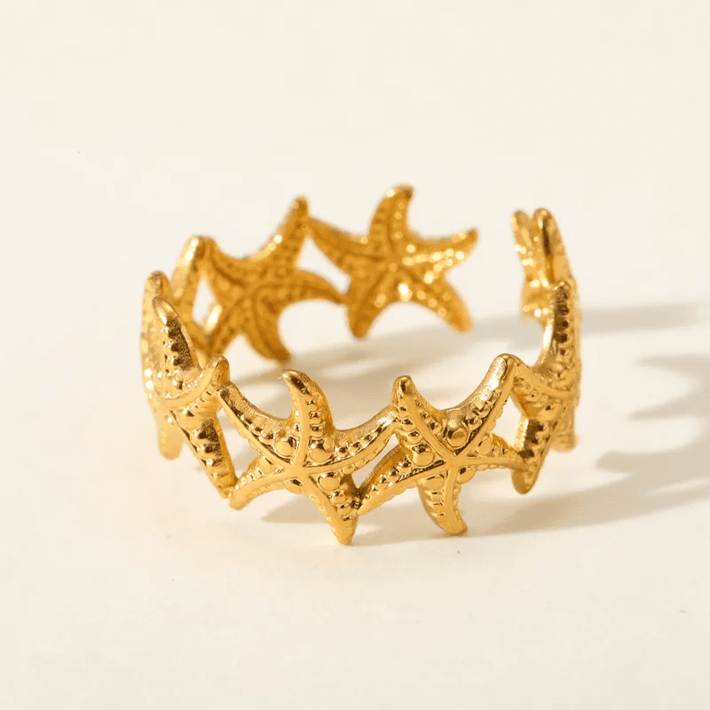 Star Themed Gold Plated Anti-tarnish Adjustable Ring view 3