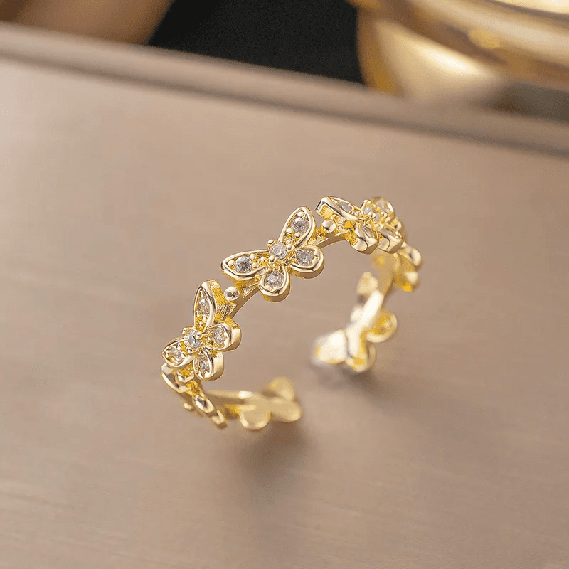 Butterfly Themed Anti-tarnish Adjustable Ring view 2