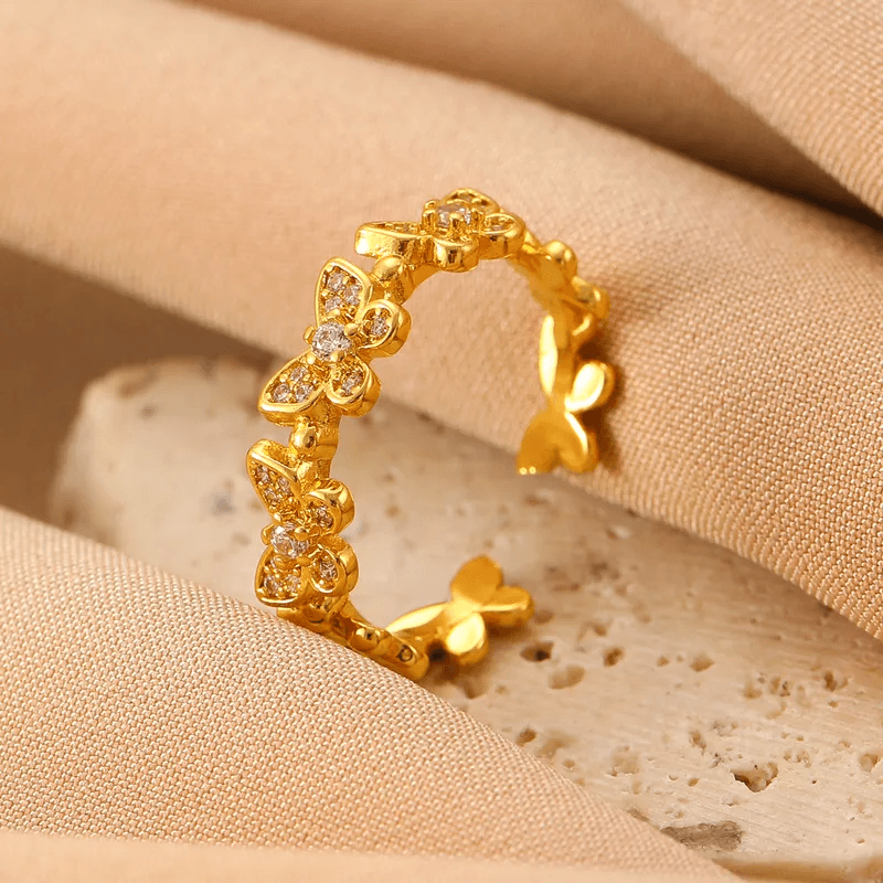 Butterfly Themed Anti-tarnish Adjustable Ring view 4