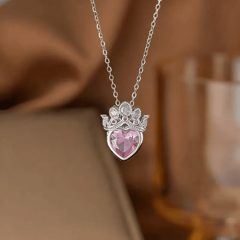 Anti-Tarnish Crown Heart Necklace