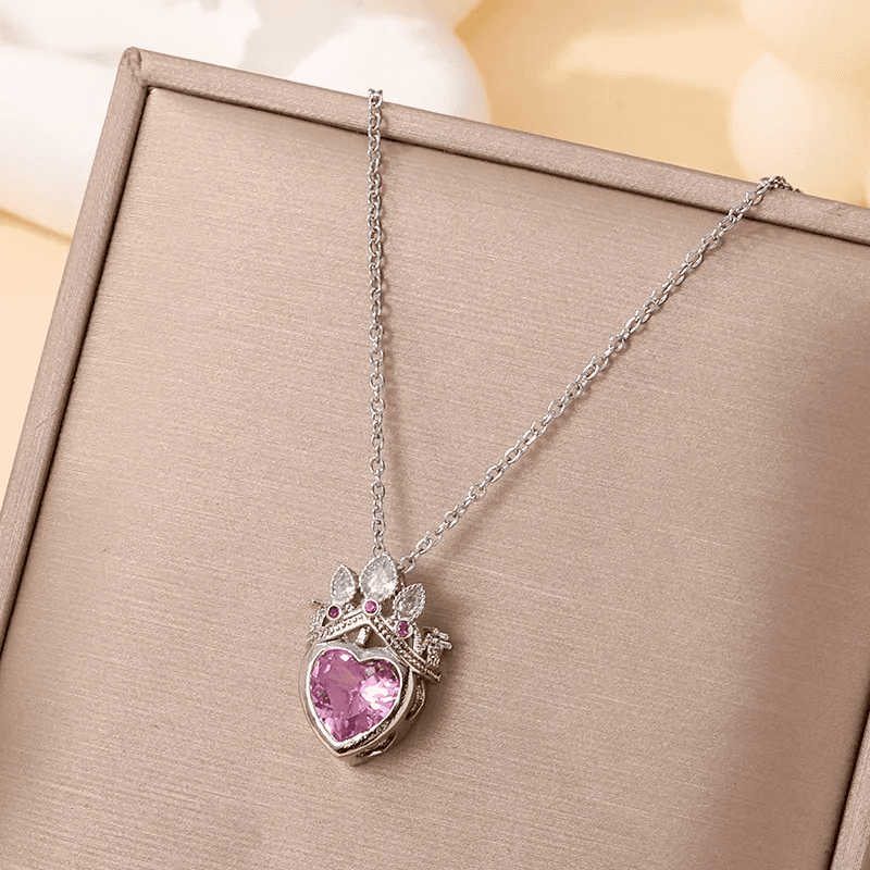 Anti-Tarnish Crown Heart Necklace view 4