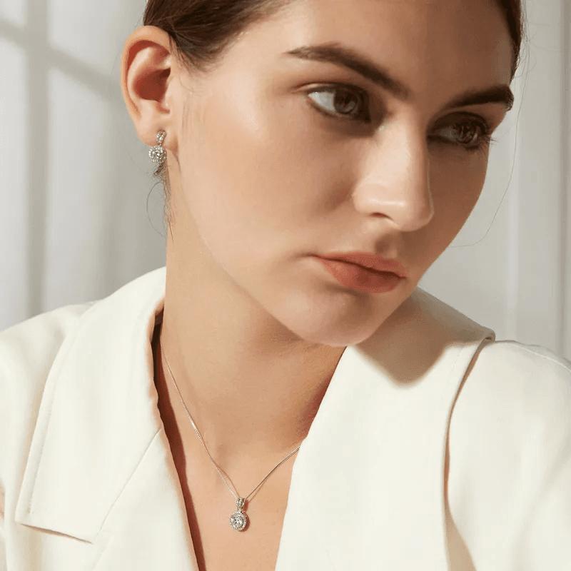 Silver Plated Crystal Pendant Anti-Tarnish Chain view 3