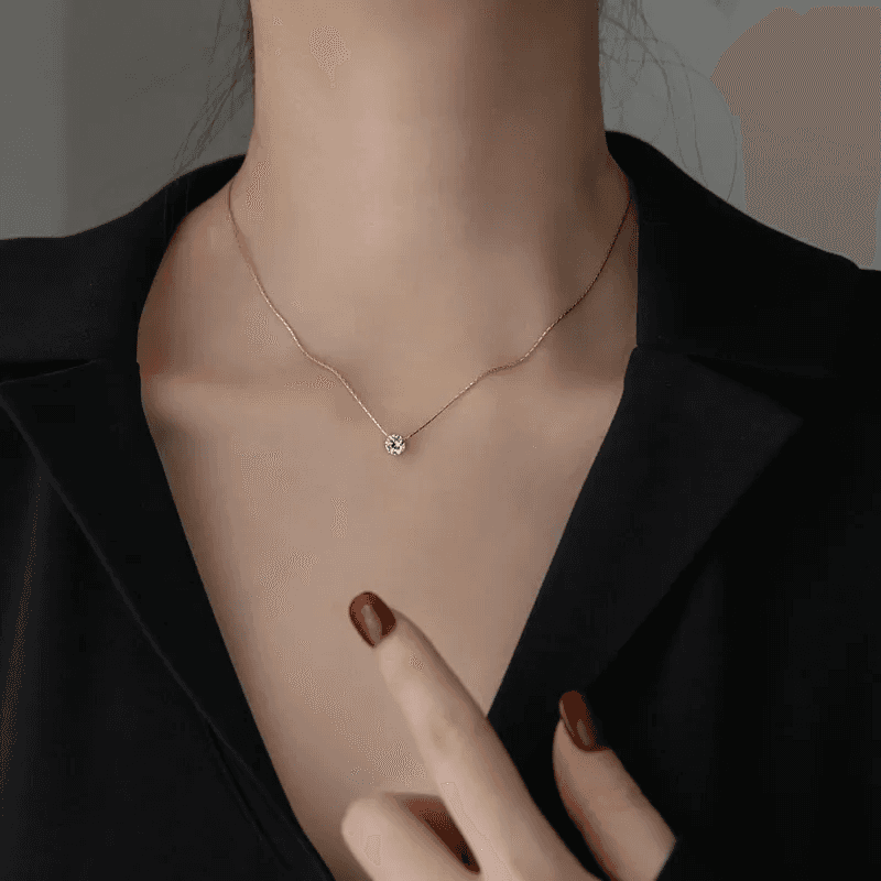 Anti-Tarnish Single Stone Pendant Minimal Dailywear Chain view 5