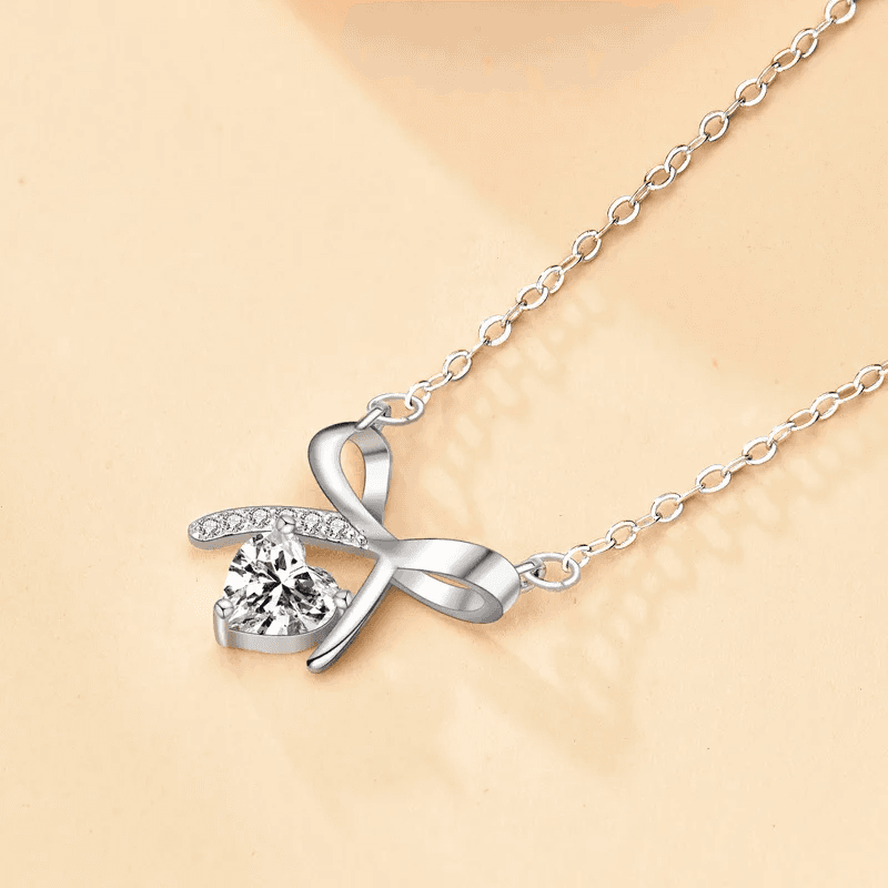 Anti-Tarnish Silver Plated Women's Bow Tie Pendant Necklace view 3