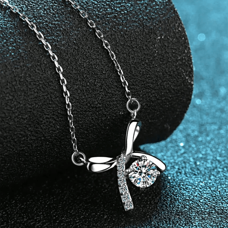Anti-Tarnish Silver Plated Women's Bow Tie Pendant Necklace view 4