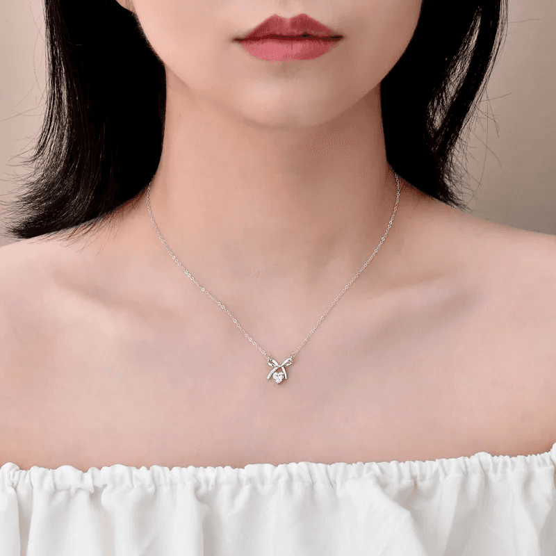 Anti-Tarnish Silver Plated Women's Bow Tie Pendant Necklace