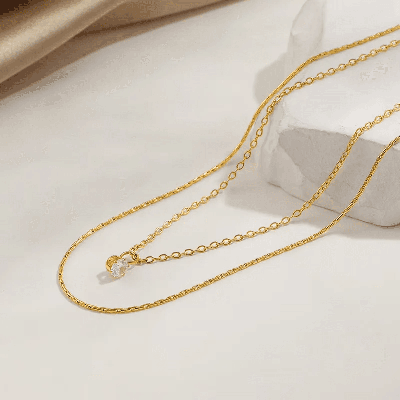 Anti-tarnish Minimalist Double Layer Necklace  view 6