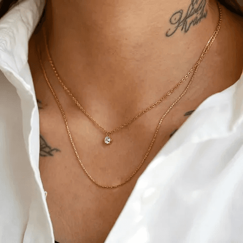 Anti-tarnish Minimalist Double Layer Necklace  view 2