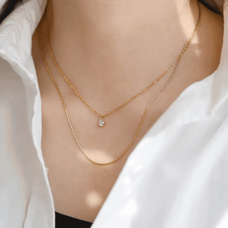Anti-tarnish Minimalist Double Layer Necklace  view 4