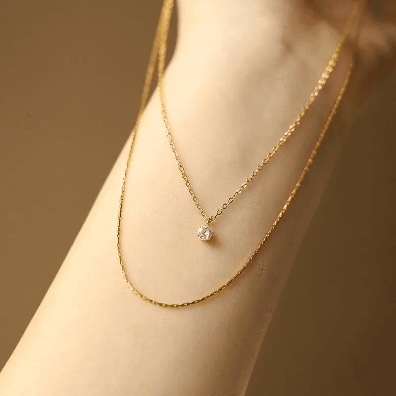 Anti-tarnish Minimalist Double Layer Necklace  view 5