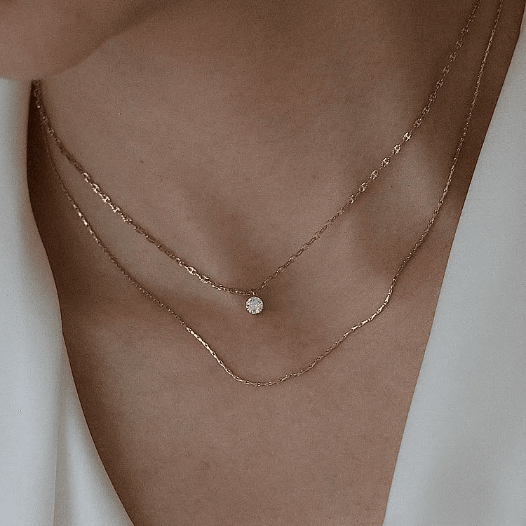 Anti-tarnish Minimalist Double Layer Necklace  view 3
