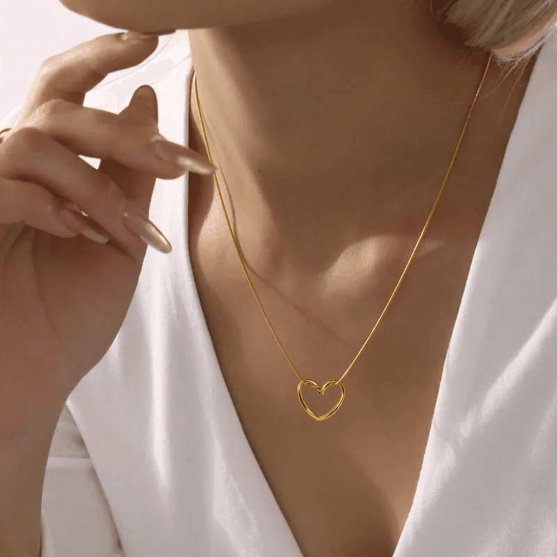 Anti-tarnish Classic Open Heart Minimalist Necklace  view 2