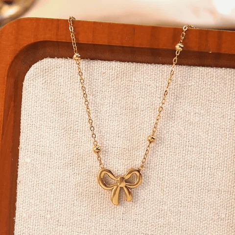 Anti-tarnish Bow Minimalist Pendant Necklace  view 2