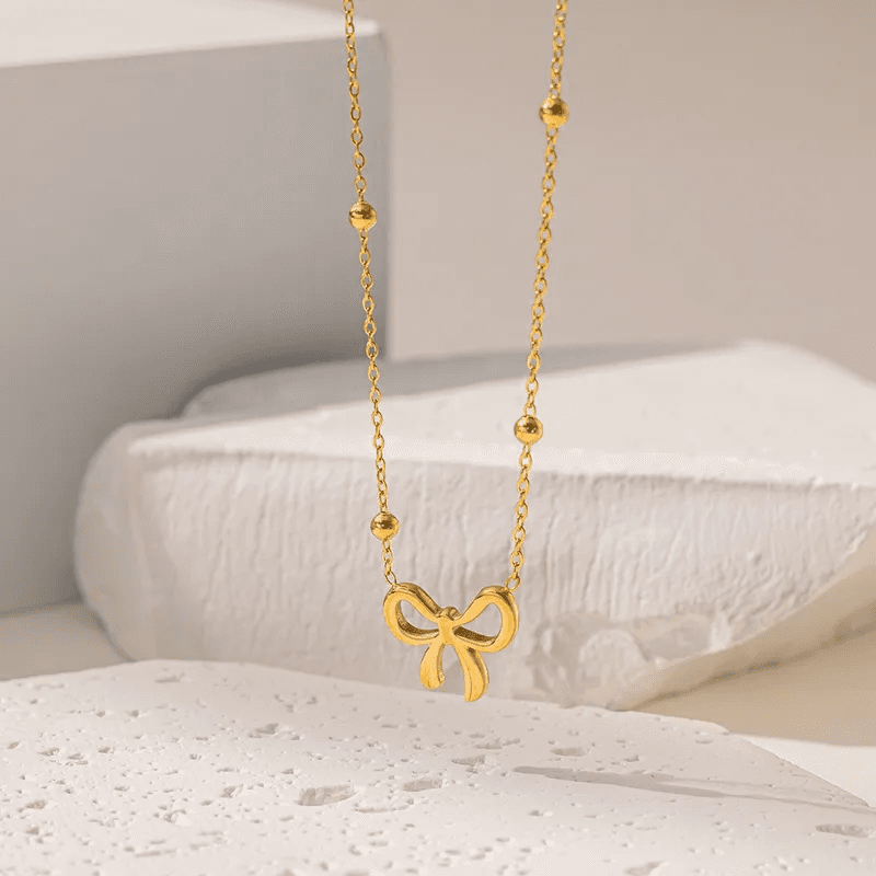 Anti-tarnish Bow Minimalist Pendant Necklace  view 5