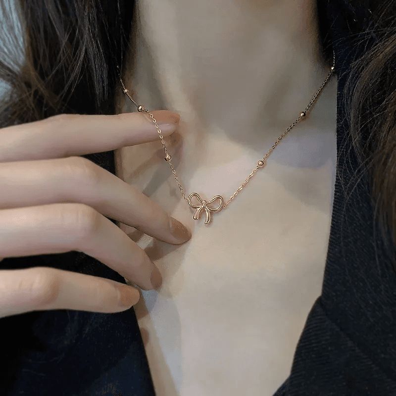 Anti-tarnish Bow Minimalist Pendant Necklace 