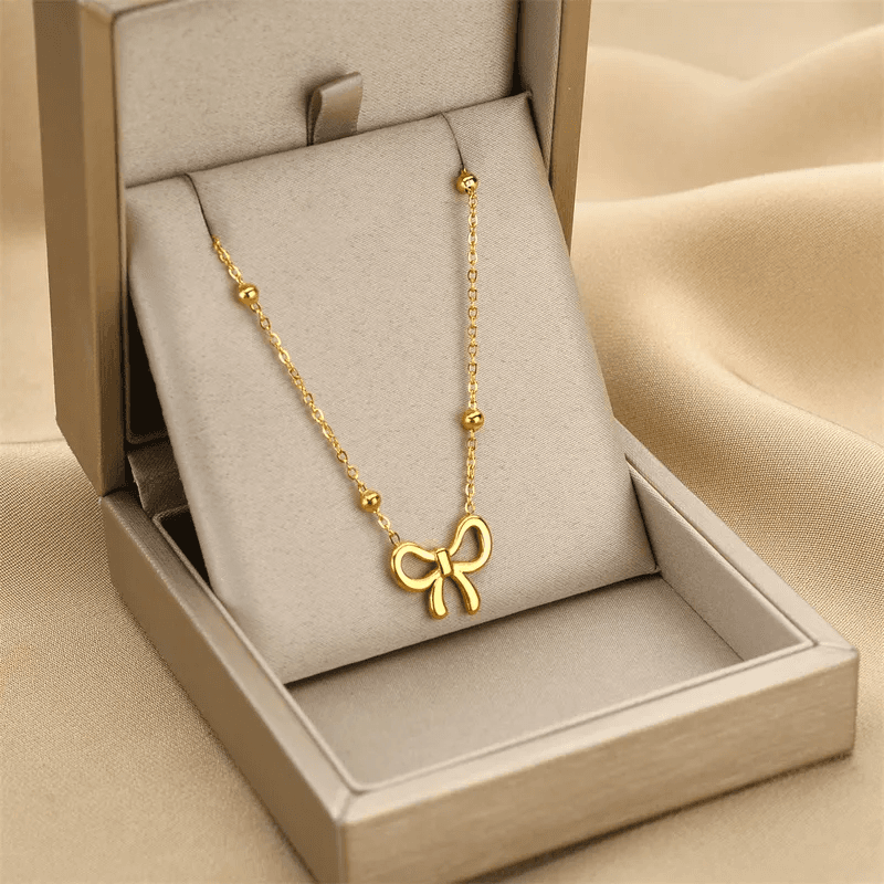 Anti-tarnish Bow Minimalist Pendant Necklace  view 3