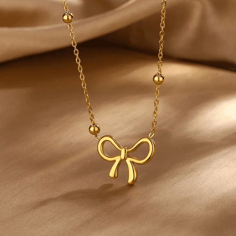 Anti-tarnish Bow Minimalist Pendant Necklace  view 4