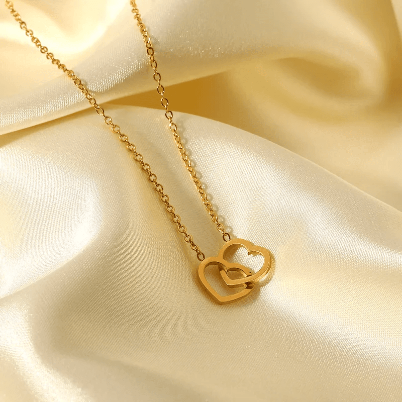 Anti-tarnish Double Heart Ring Necklace  view 5