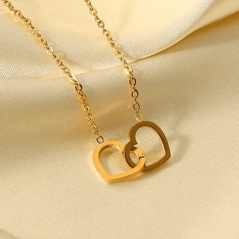 Anti-tarnish Double Heart Ring Necklace  view 6