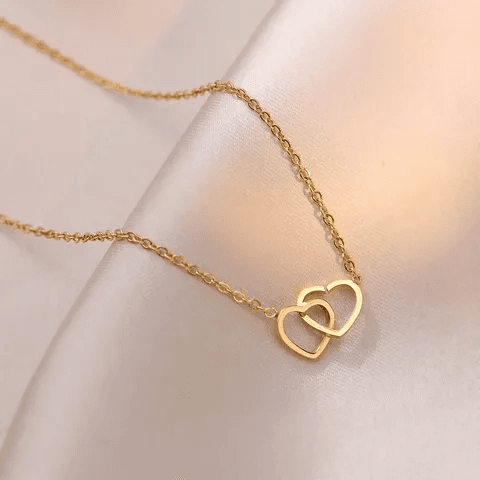 Anti-tarnish Double Heart Ring Necklace  view 7