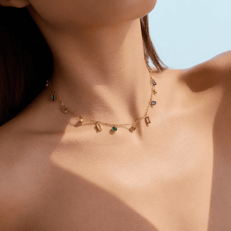 Anti-tarnish Multicolor Charm Necklace 