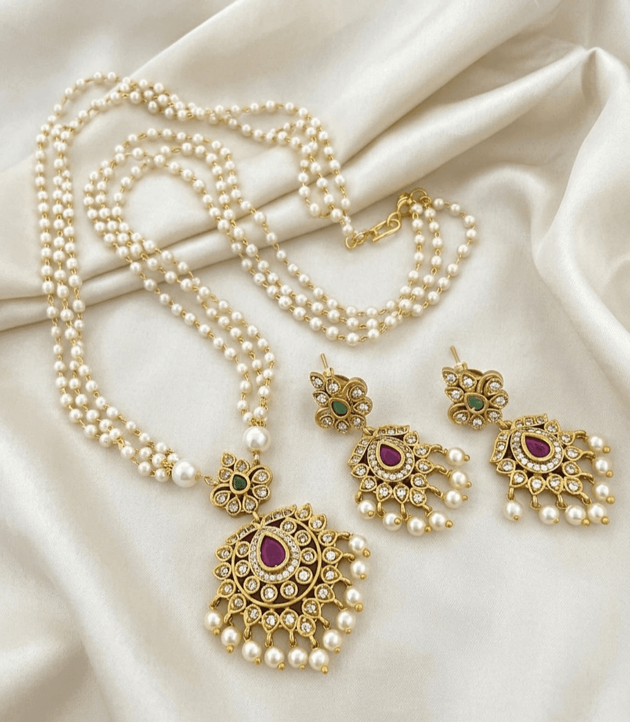  Multilayered Pearl Necklace Set