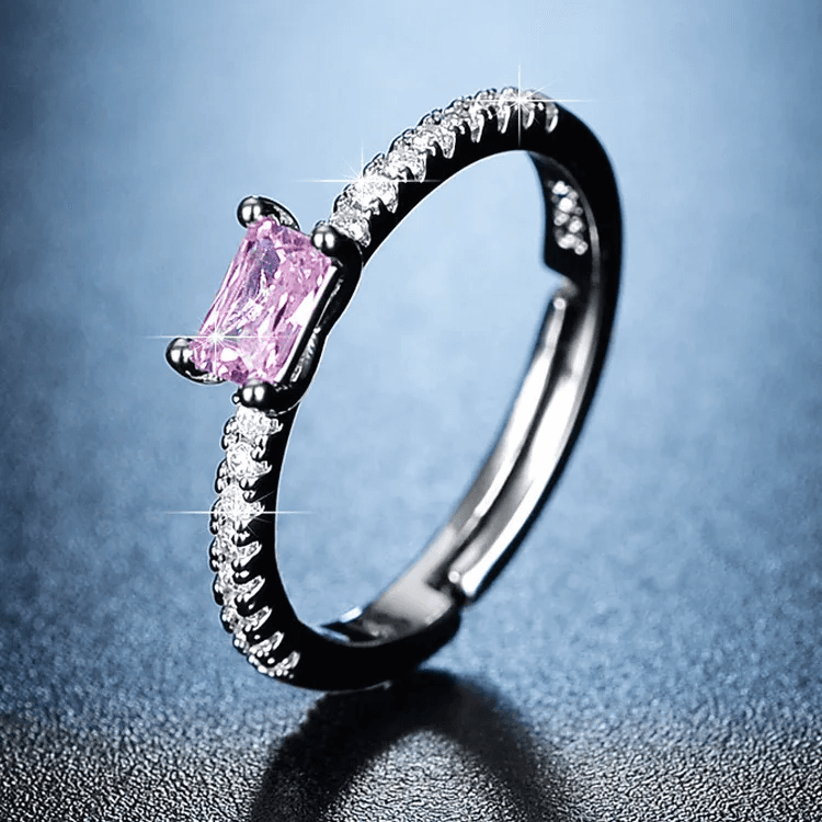 Luxurious Pink Radiance Silver Plated Antitarnish Adjustable Ring
