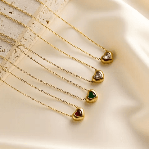 Antitarnish Color Heart Charm Necklace  view 2