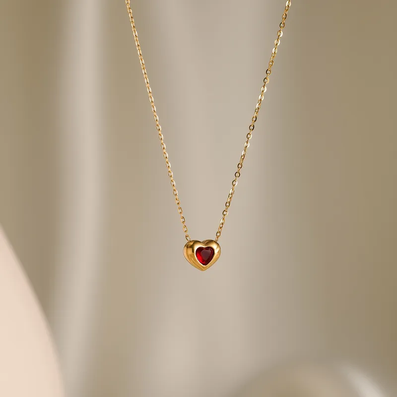 Antitarnish Color Heart Charm Necklace  view 6