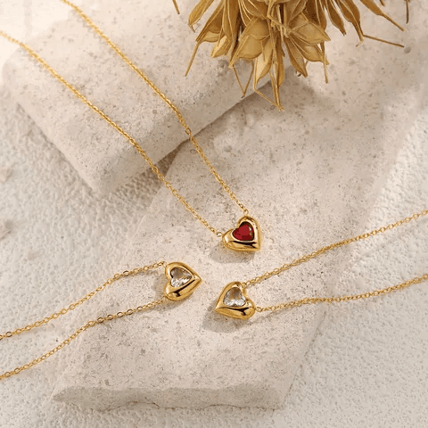 Antitarnish Color Heart Charm Necklace  view 4