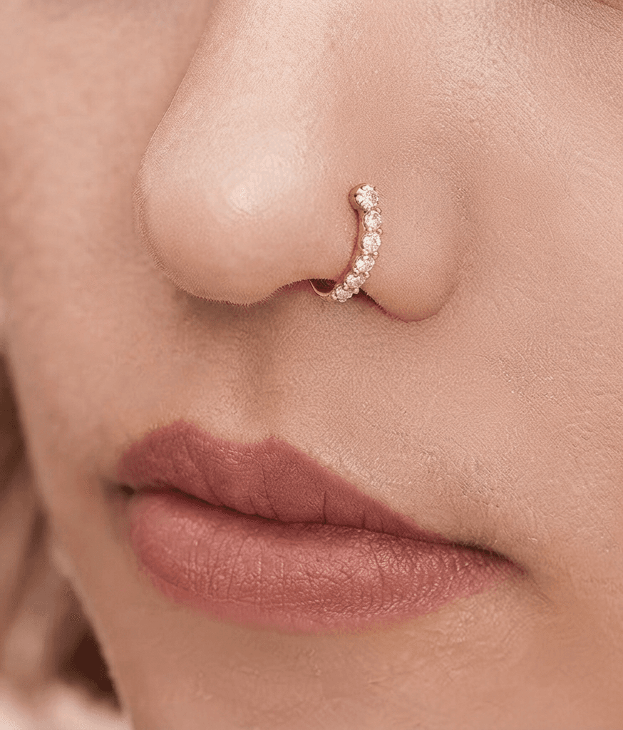 AD Stoned Ring Type Fake Nose Pin