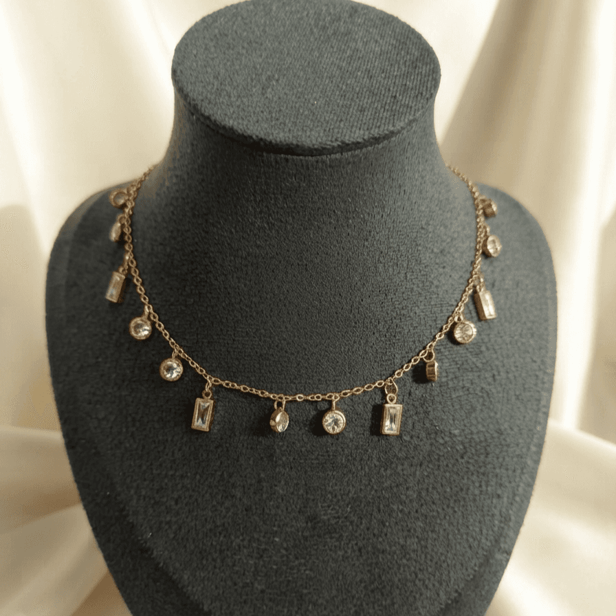 White Multi Charm Antitarnish Necklace 