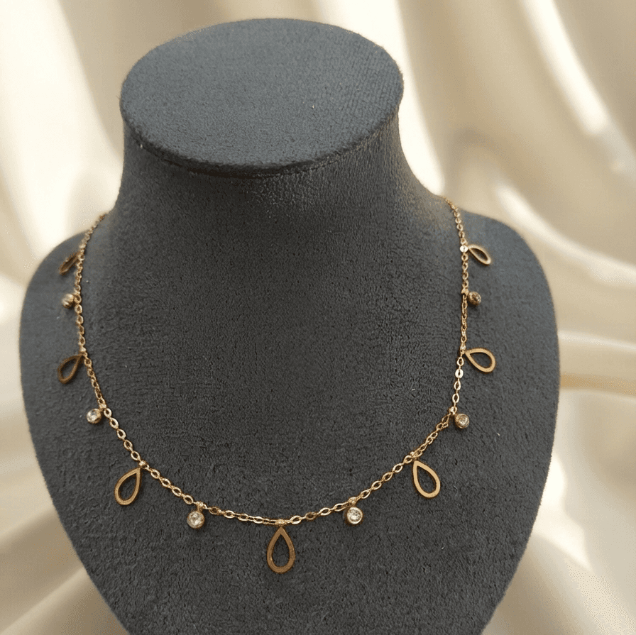 Open Tear Drop Antitarnish Charm Necklace 