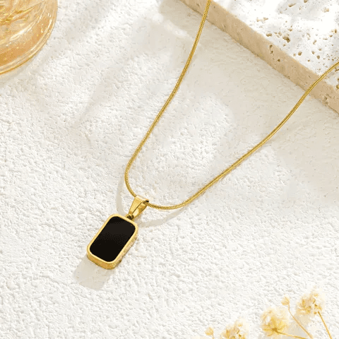 Black Pendant Antitarnish Unisex Necklace 