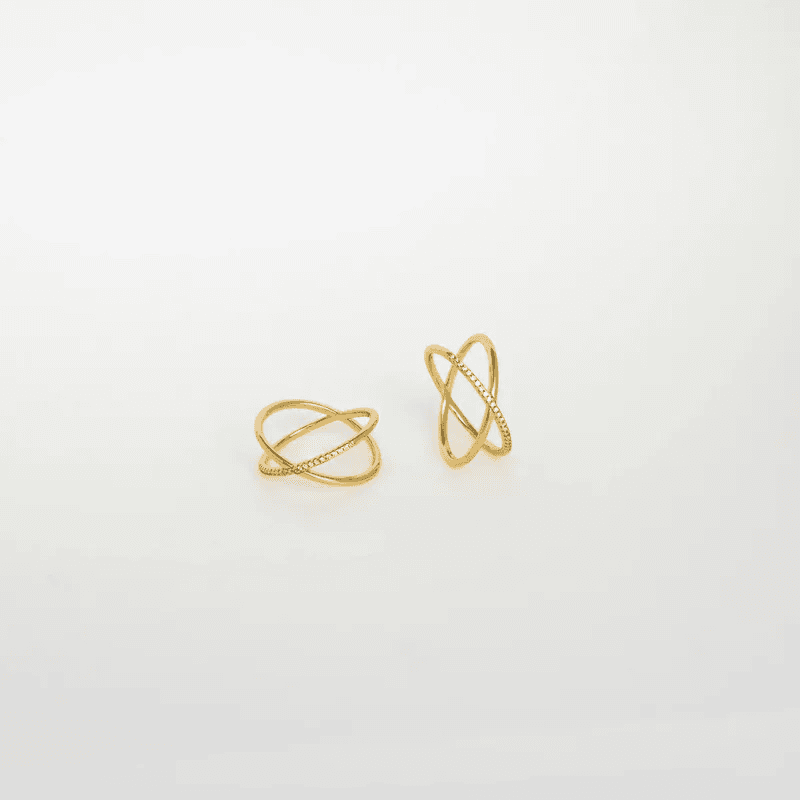 Antitarnish Double Layer Cross Diamond Ring view 5