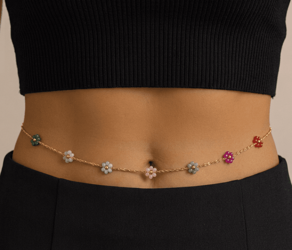 Multicolored Flower Antitarnish Hipchain 