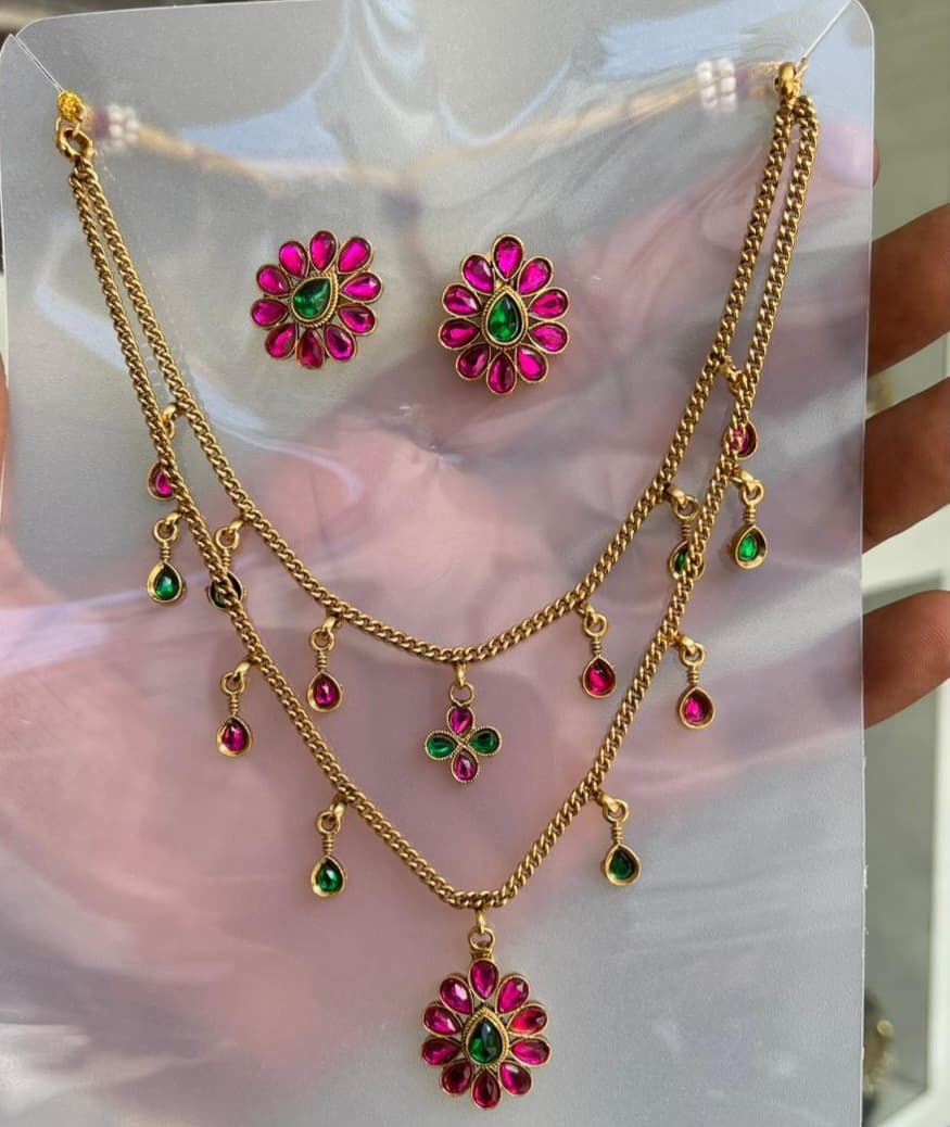 Traditional Multi coloured Multi layer Necklace 