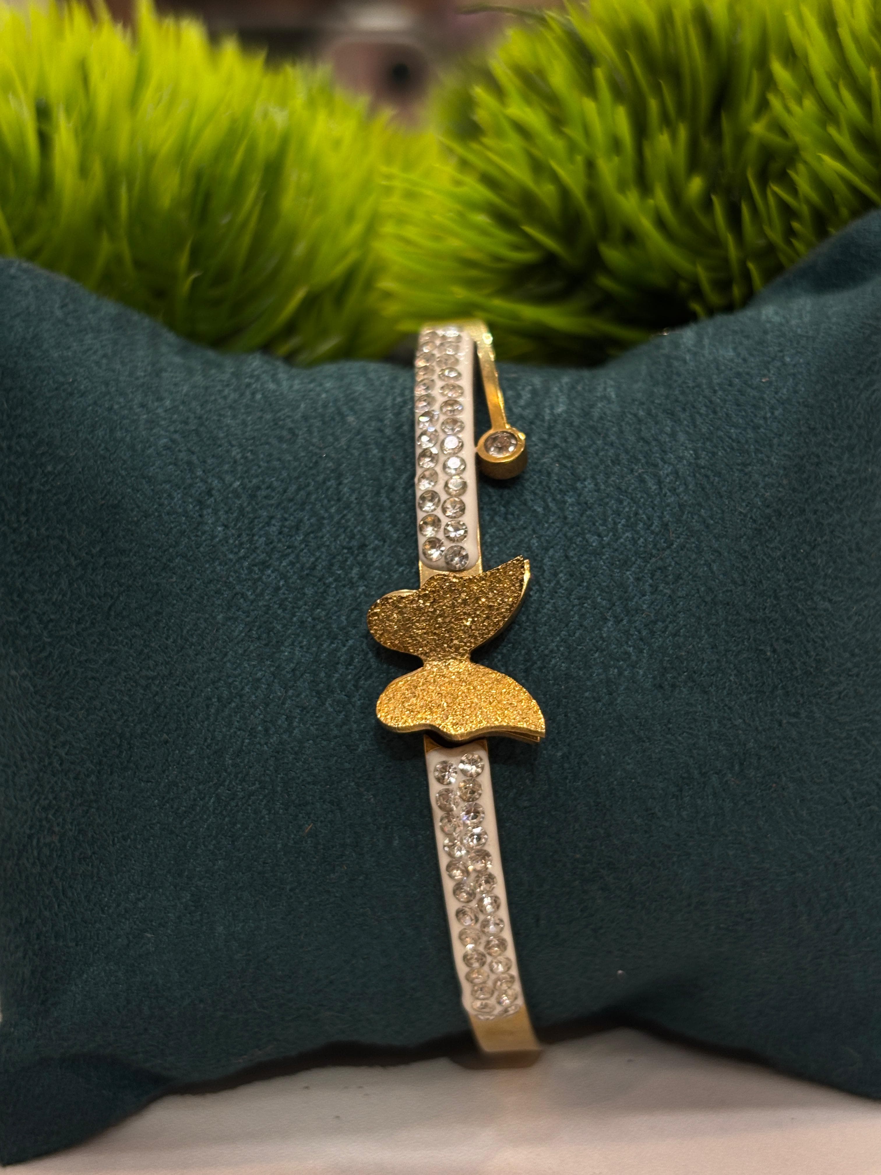 Butterfly With Stones Antitarnish Bangle 